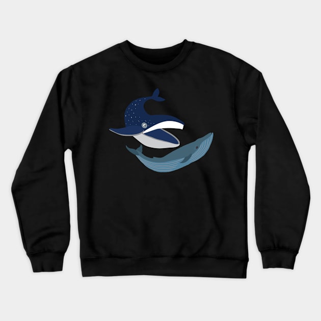 Blue Whales Crewneck Sweatshirt by VoneS